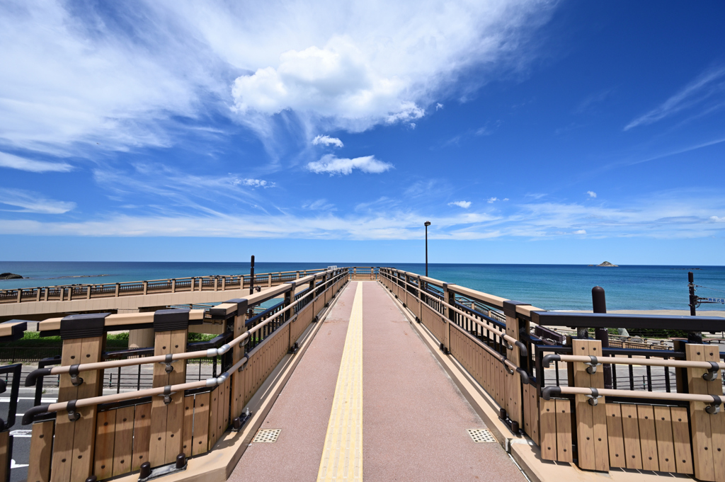 海へ向かう歩道橋