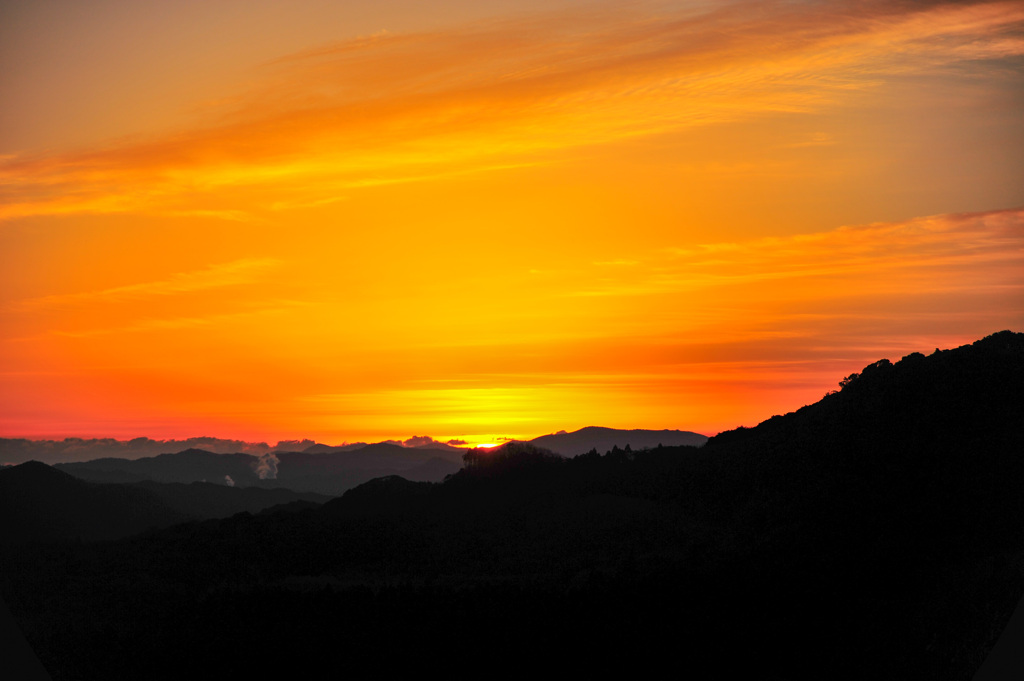霞神社からの朝焼け