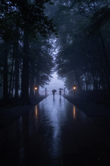 霧島神宮 雨の朝