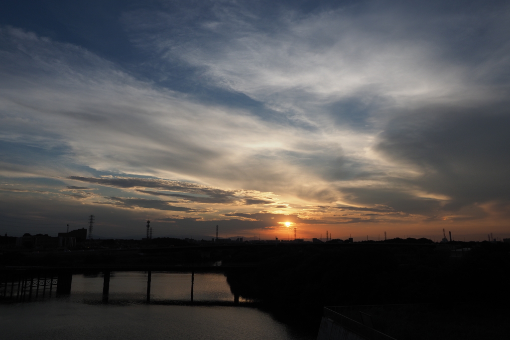 内間木橋の夕陽