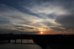 内間木橋の夕陽