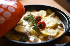 八鹿豚のレモンクリーム煮　-タジン鍋-