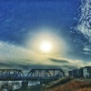 夕空に旅客機(HDR)