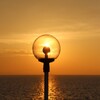 船上の夕陽