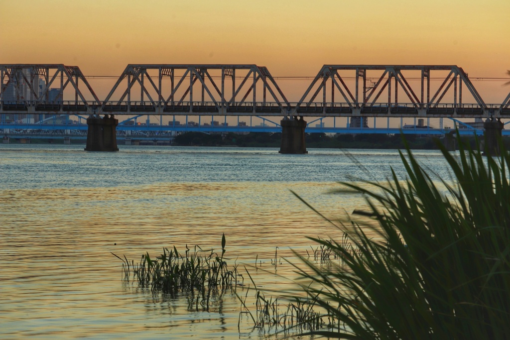 夕暮れの赤川鉄橋