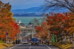 琵琶湖の見える坂道