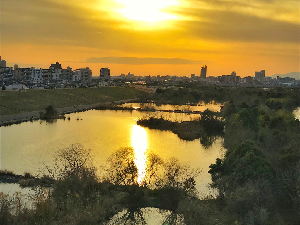 ワンドの夕景