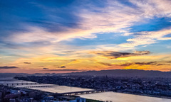 大阪の夕景　神戸方面を望む