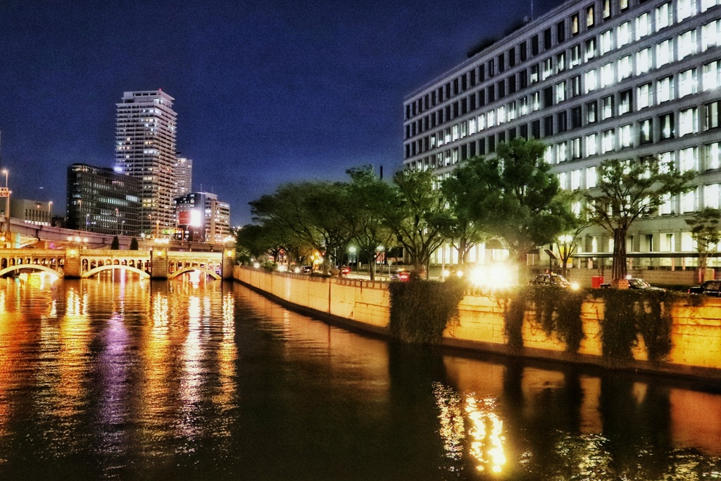 夜の大阪市役所