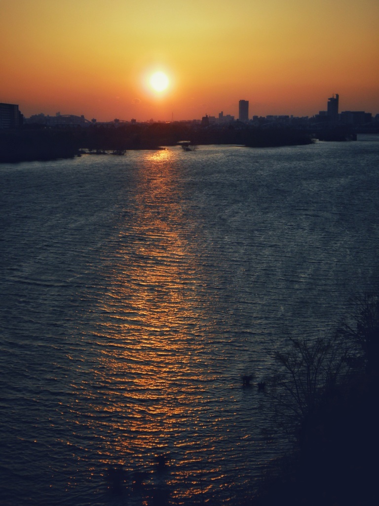 城北大橋から見える夕陽