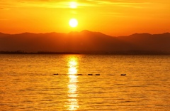 琵琶湖の夕陽