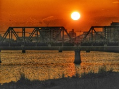 淀川の夕陽