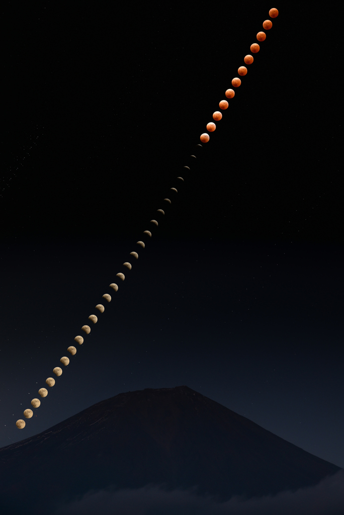 富士と皆既月食