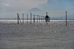 夏富士と海中電柱
