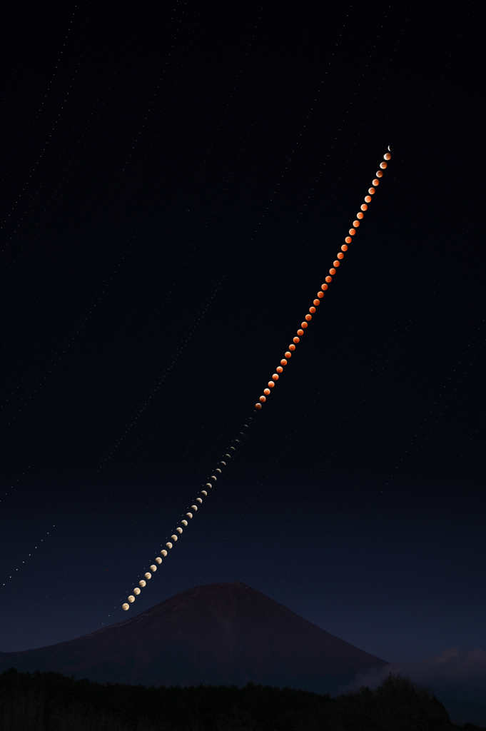 富士と皆既月食-2