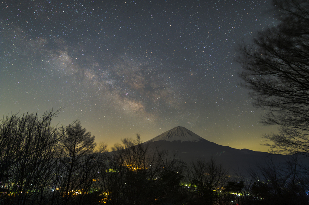 富士と夏の天の川