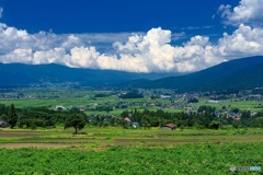 長野県・木島平村 高台から眺める村の風景