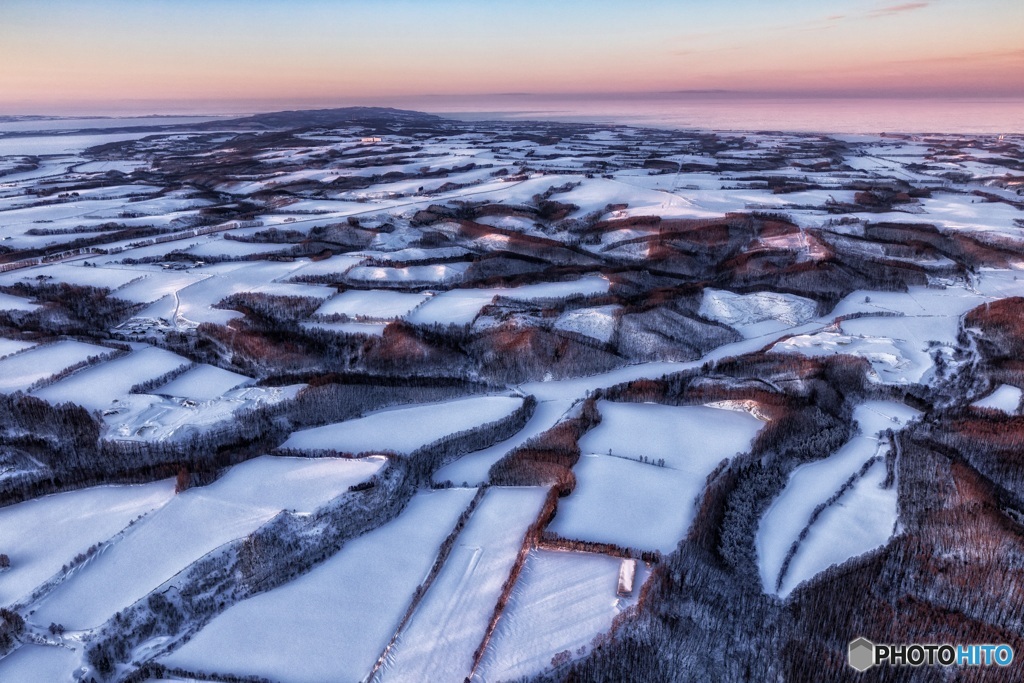 北海道・大空町 冬の大空町空撮