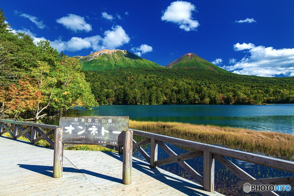 北海道・阿寒国立公園 オンネトーと雌阿寒岳と阿寒富士 1