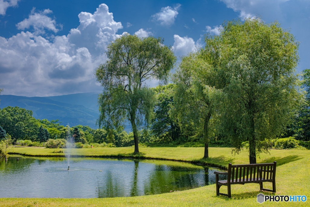 長野県・木島平村 やまびこの丘公園の風景