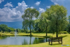 長野県・木島平村 やまびこの丘公園の風景