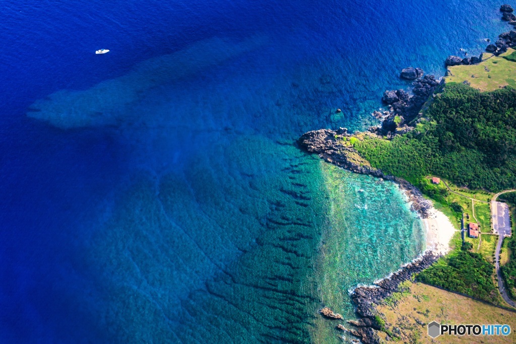 沖縄県・与那国島 空から眺めたダンヌ浜