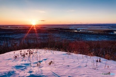 北海道・釧路市 冬の釧路湿原の夕景