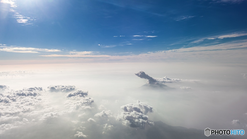 鹿児島県・空から眺めた桜島