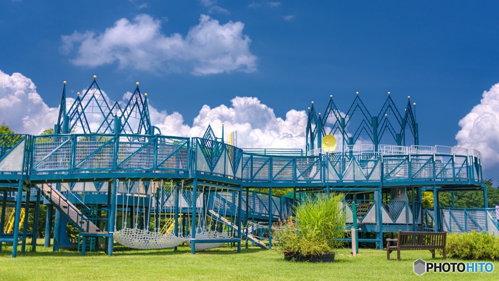 長野県・木島平村 やまびこの丘公園の風景