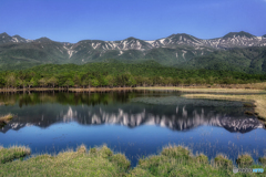 北海道・初夏の知床連山と知床五湖の風景