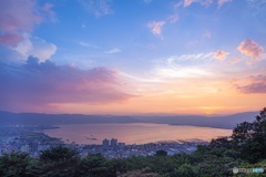 長野県・夏の立石公園の夕景