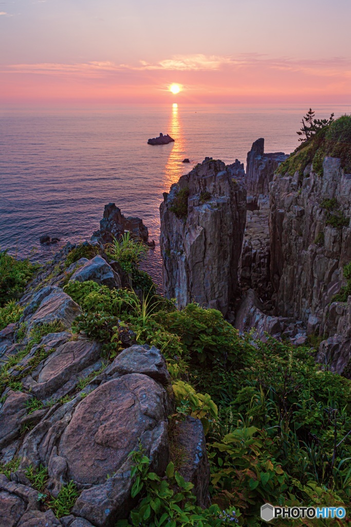 福井県・東尋坊の夕日 1