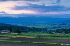 長野県・木島平村 高台から眺める夕景