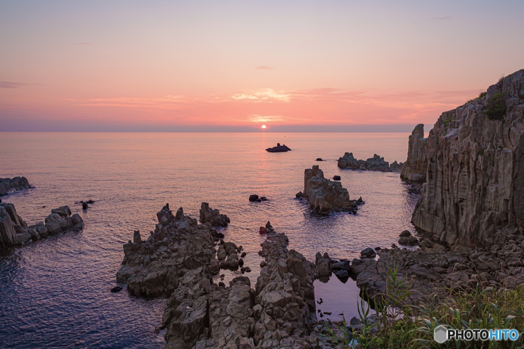 福井県・東尋坊の夕日 2