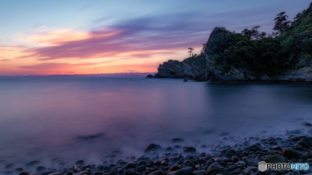 静岡県・西伊豆 浮島海岸の夕景
