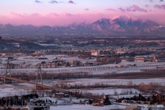 北海道・帯広市 冬の十勝平野の朝焼け 1