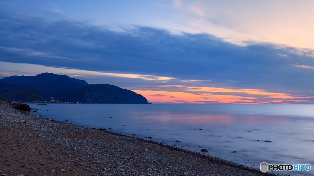北海道・増毛町 海岸の夕景