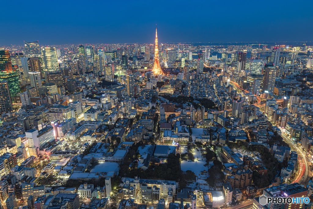 東京都・雪の東京夜景