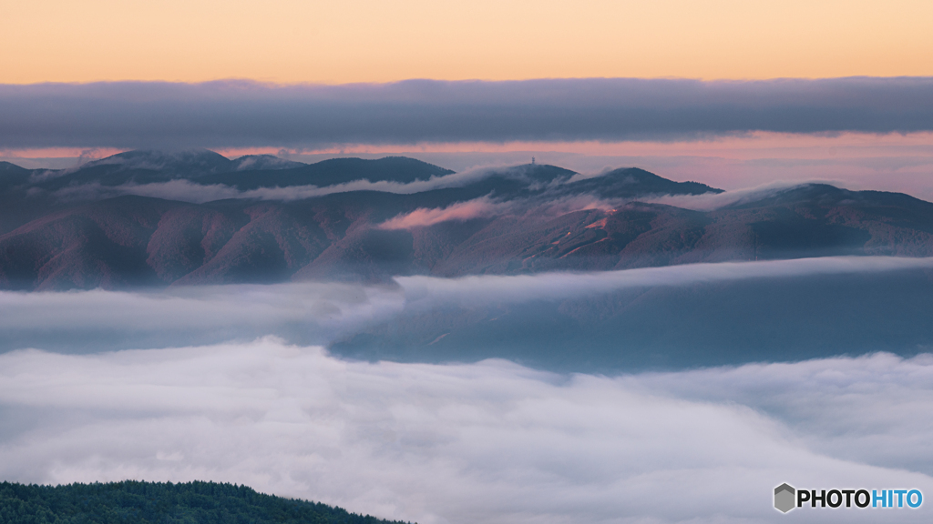 長野県・朝焼けの雲海