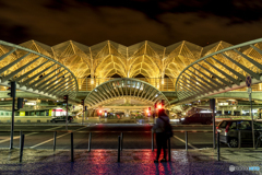 リスボン　ターミナル駅の夜景