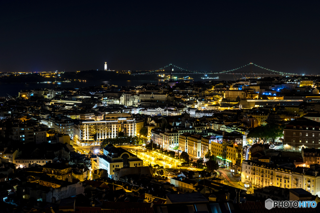 リスボン　街の夜景