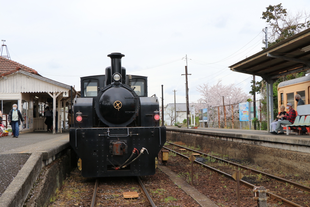 上総牛久駅に停車中の里山トロッコ号