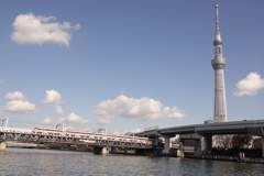 特急りょうもう号と東京スカイツリー