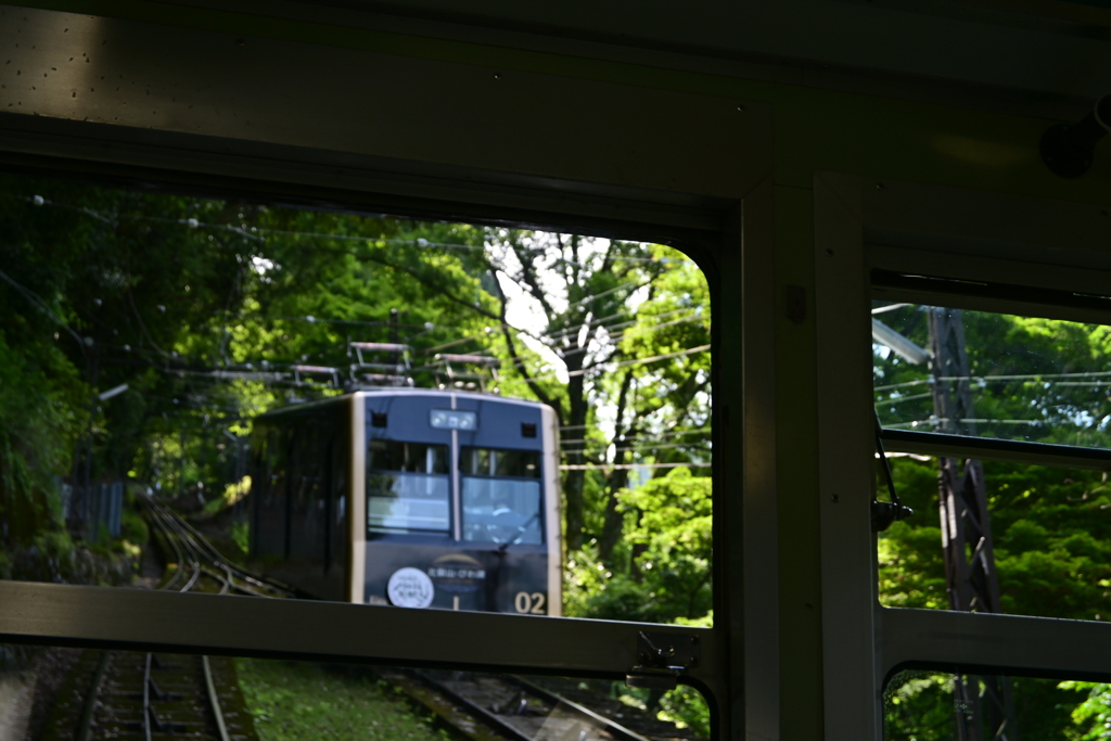 ケーブルカーの交換地点