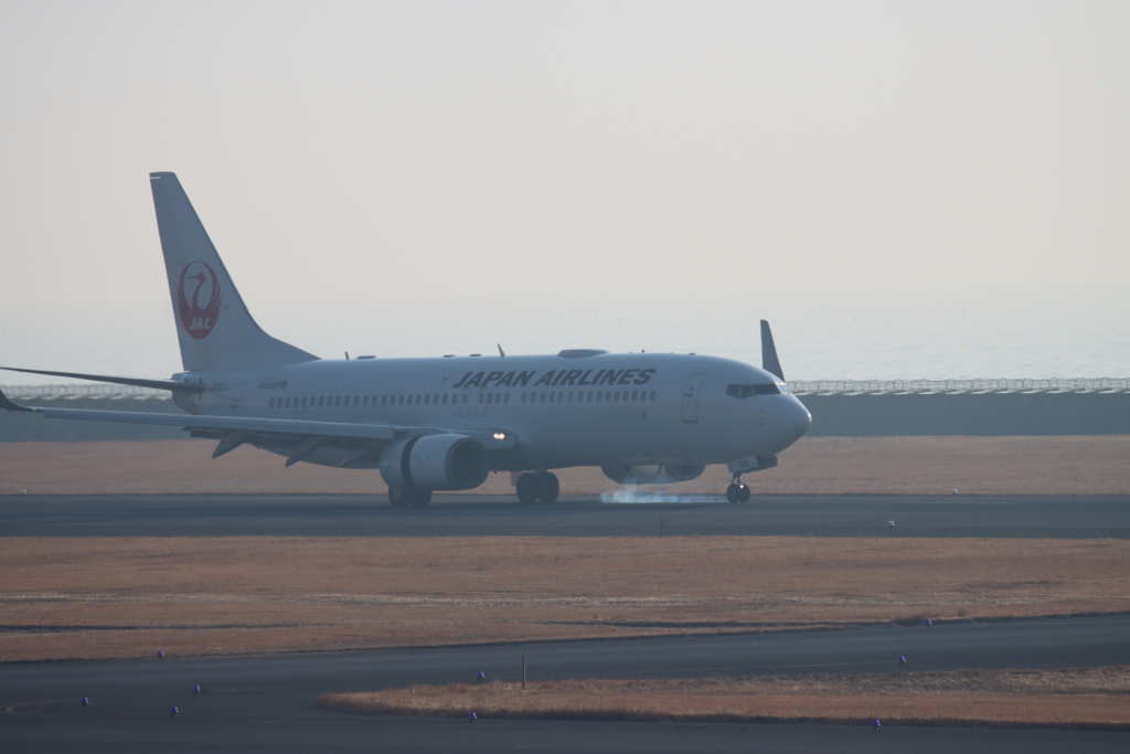 JAL機着地2