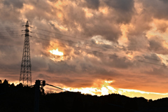 雲多き夕焼けの空