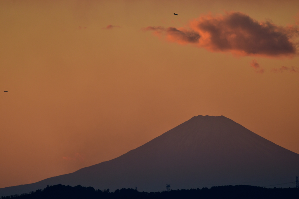 12月の夕富士