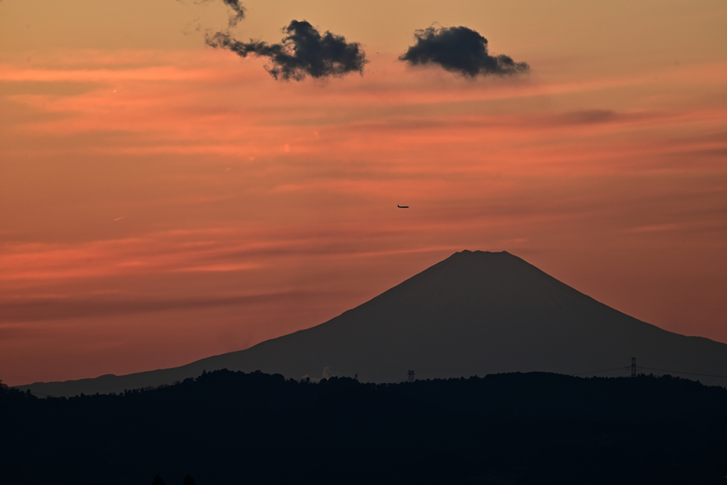 師走の夕焼け富士