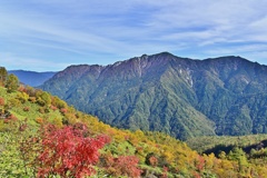 霞沢岳と紅葉