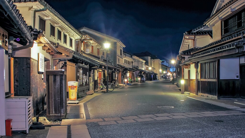 夜の美観地区 本町通り！